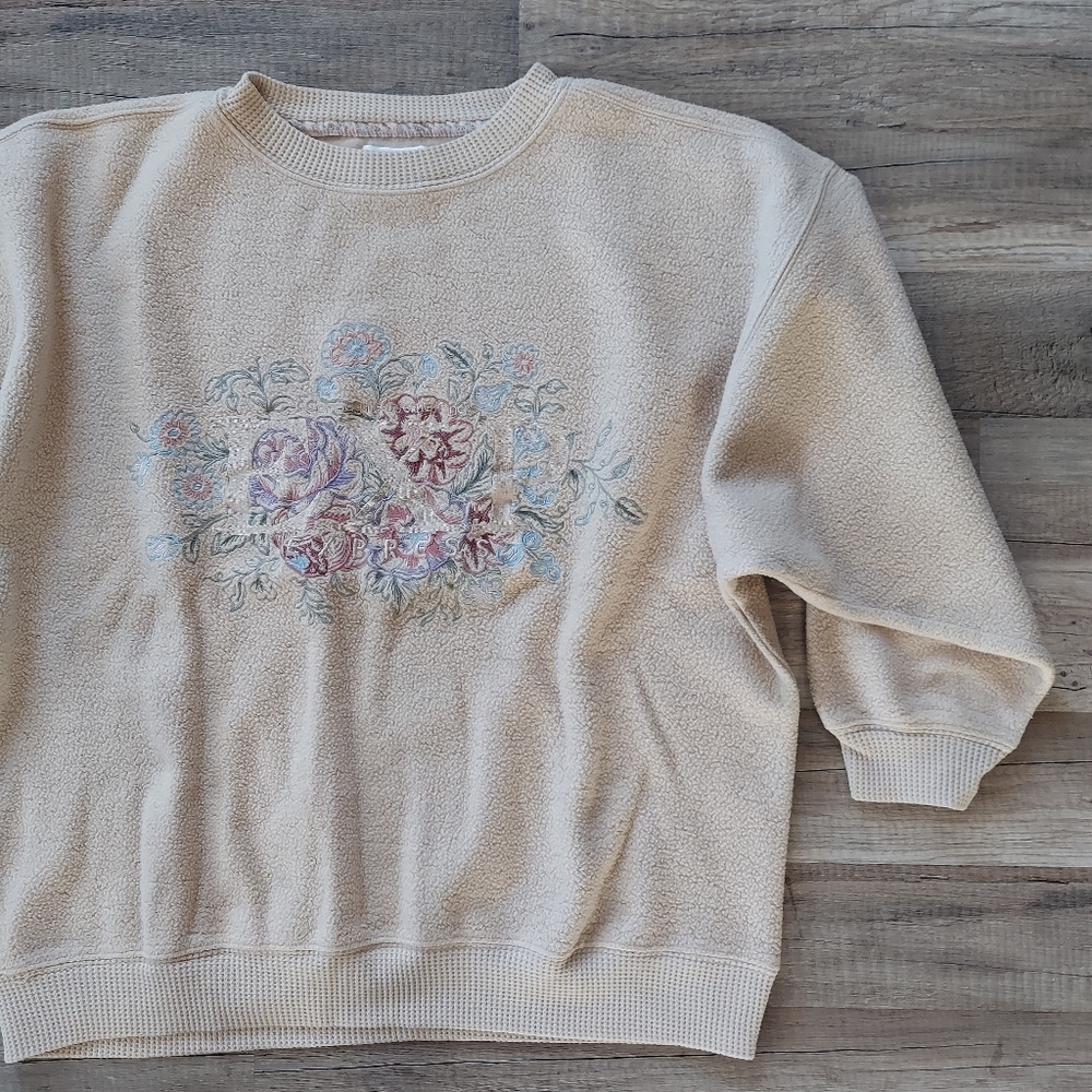 Vintage 90s Express Athlétique Embroidered Fleece Boxy Sweatshirt